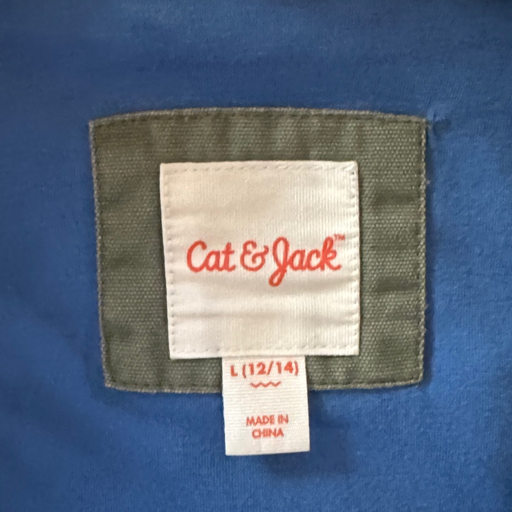 Cat & jack Olive Green Hooded Jacket with Bright Blue Lining - Picture 2 of 6